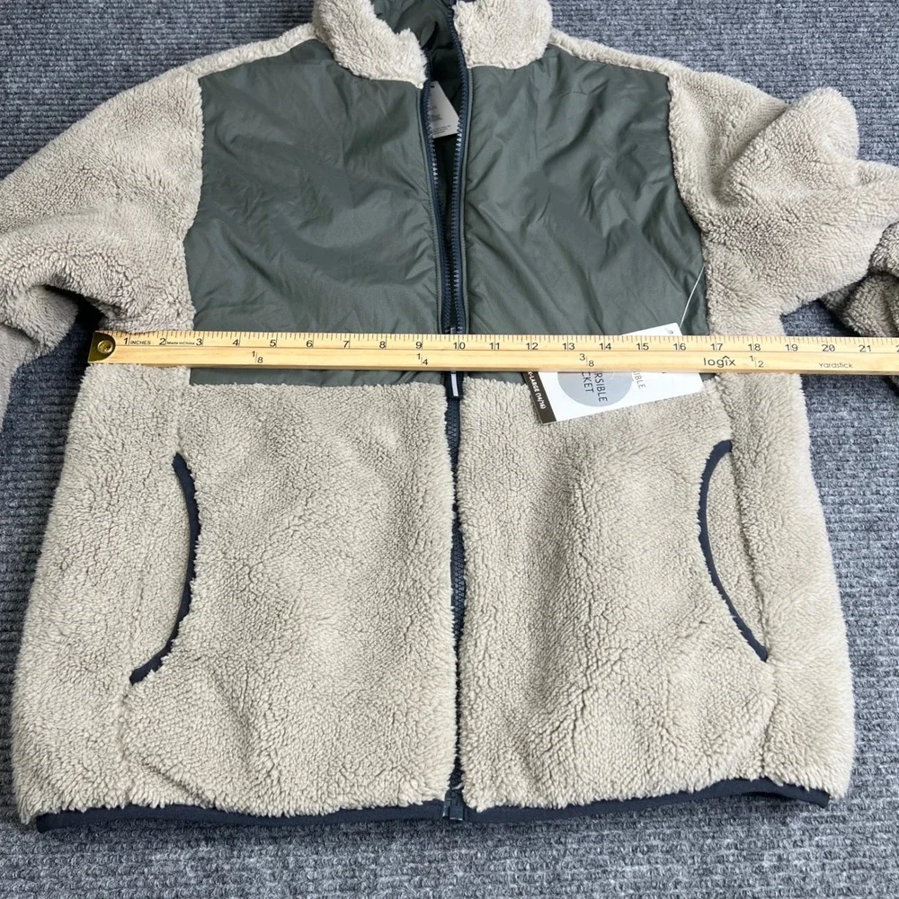 Members Mark Kids Reversible Jacket XL 14/16 Green Tan Sherpa Puffer Zip NWT